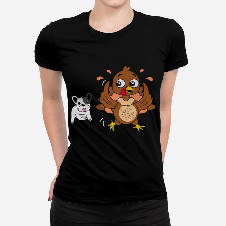 Funny Thanksgiving For French Bulldog Lovers Ladies Tee