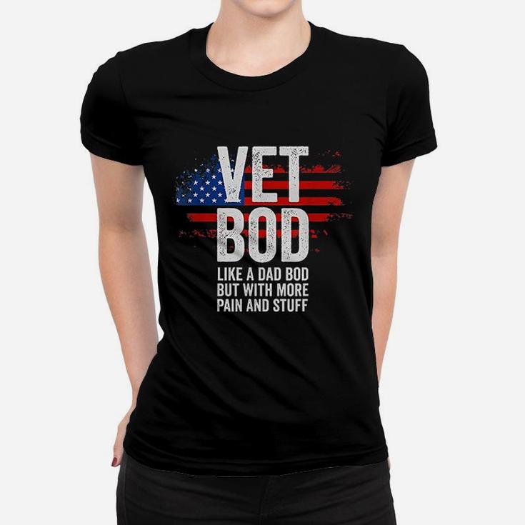 Funny Veteran American Vet Bod Like Dad Bod Ladies Tee