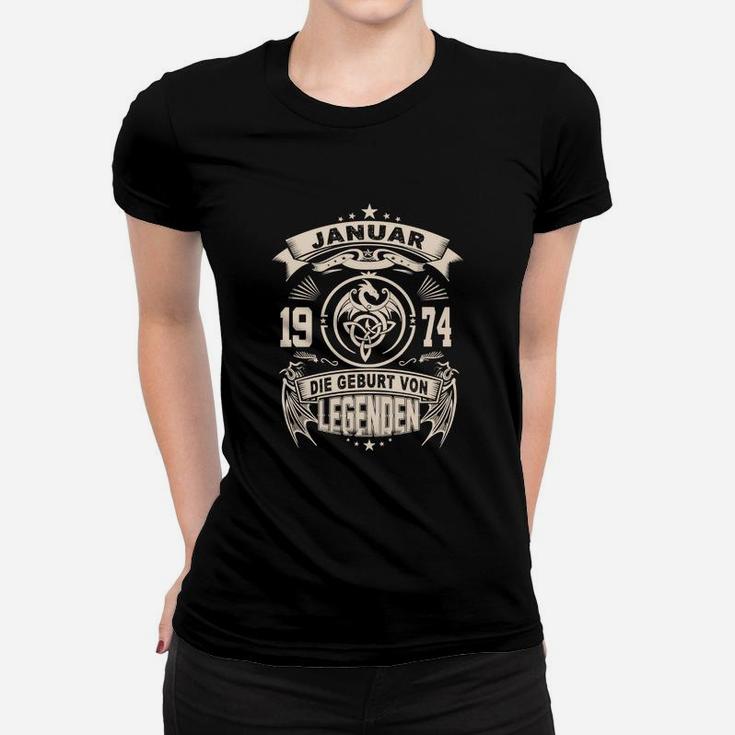 Geburt von Legenden Januar 1974 Retro-Frauen Tshirt, Vintage Design Tee