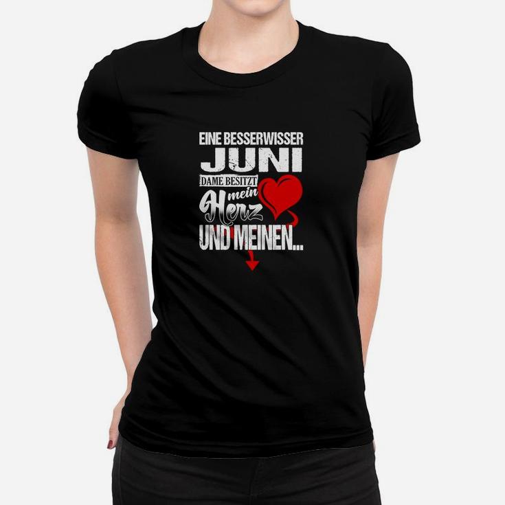 Geburtstags-Frauen Tshirt Besserwisser Juni, Herz-Design