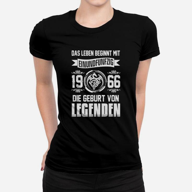 Geburtstags-Frauen Tshirt Legenden 1966, Leben beginnt bei 51 Design
