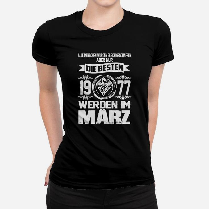 Geburtstags-Frauen Tshirt März 1977, Heldendesign für Jahrgang