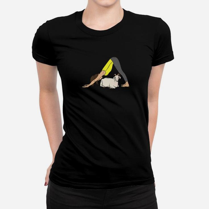 Goat Yoga Funny Downward Facing Dog Yoga Pose Ladies Tee