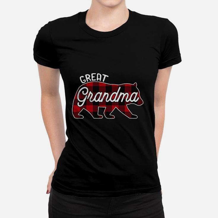 Great Grandma Bear Red Buffalo Plaid Family Ladies Tee