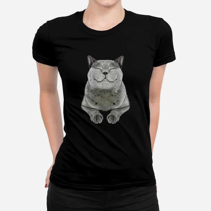 Grey Cat Smile Eager Face Ladies Tee
