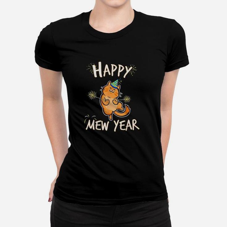 Happy Mew Year Funny Cat New Years Eve Party Supplies Ladies Tee