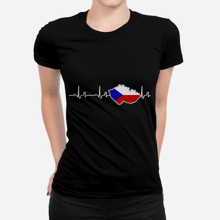 Herren Frauen Tshirt Herzfrequenz & Tschechische Flagge, Patriotisches Design