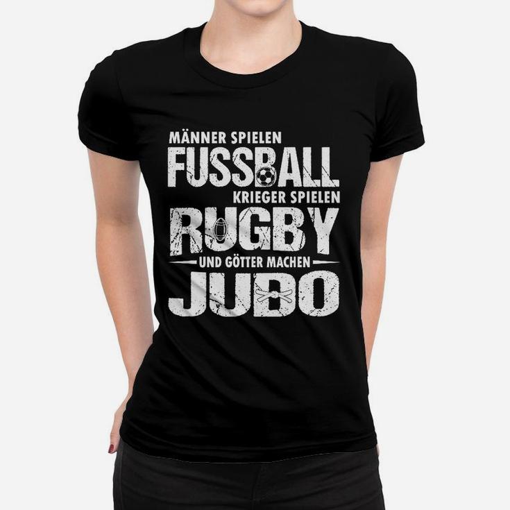 Herren-Frauen Tshirt mit Fußball Rugby Judo Motiv, Sportliches Spruch Frauen Tshirt