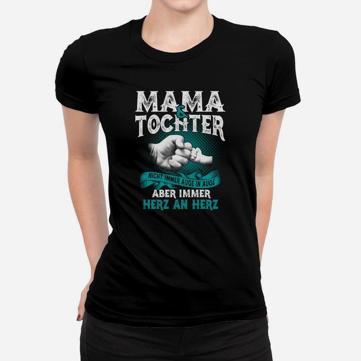 Herz an Herz Mama-Tochter Liebe Schwarzes Frauen Tshirt, Familiengeschenk