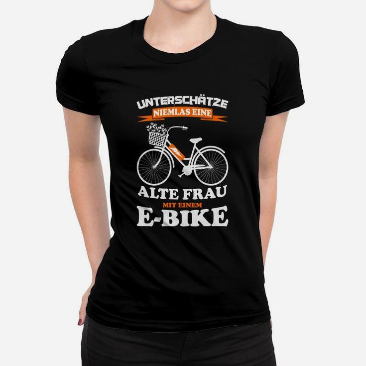 Humorvolles E-Bike Frauen Tshirt Alte Frau Power, Lustiges Radfahrer Frauen Tshirt