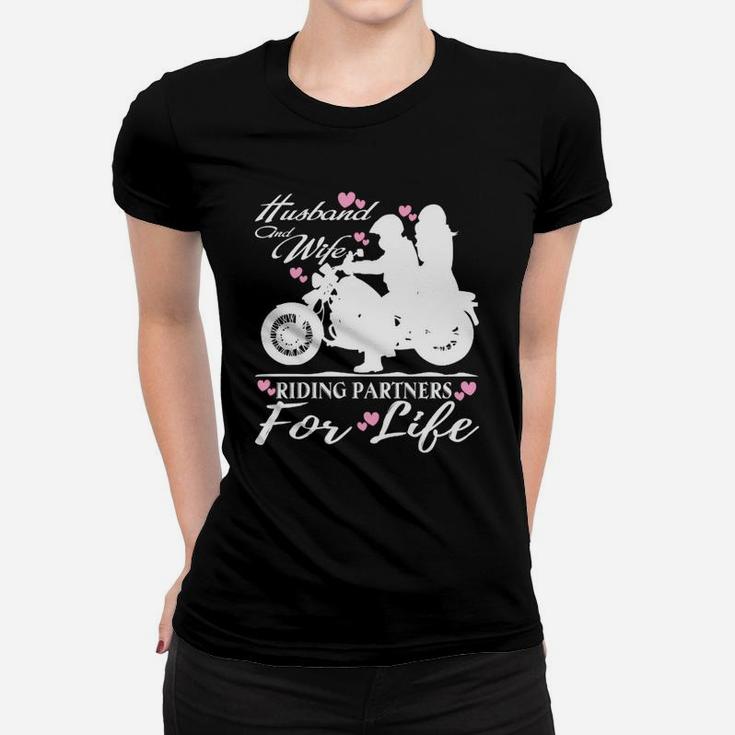 Husband And Wife Riding Partners For Life T Shirt Ladies Tee