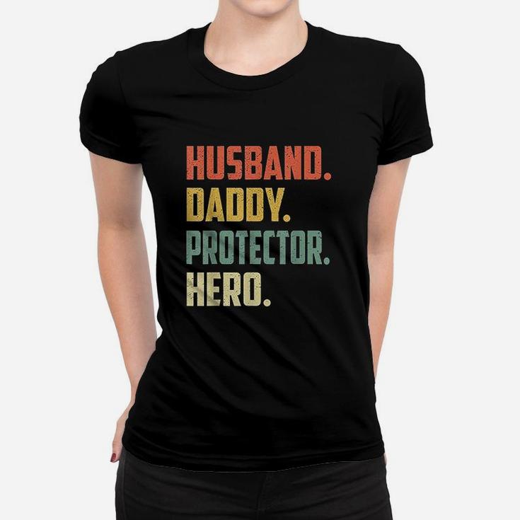 Husband Daddy Protector Hero Vintage Colors Ladies Tee
