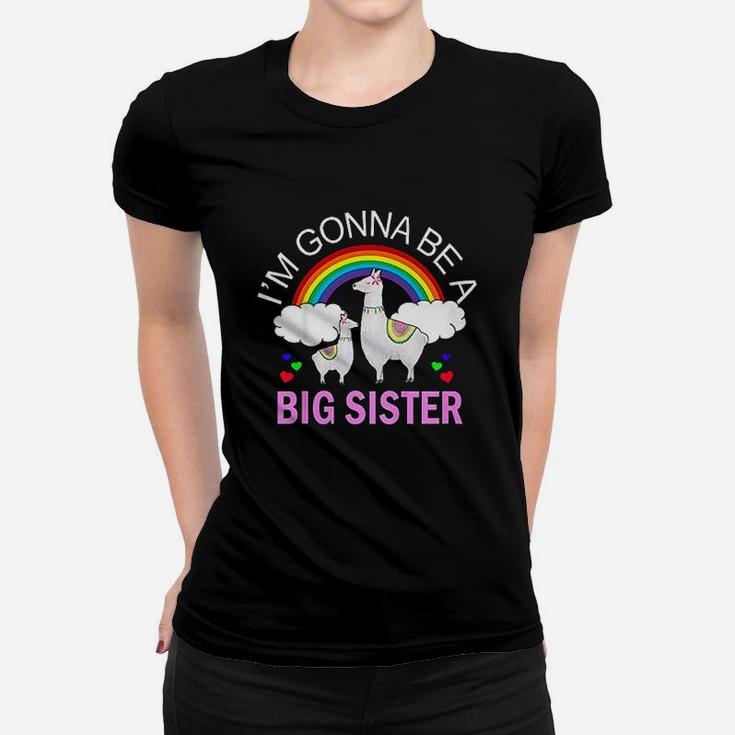 I Am Gonna Be A Big Sister Llama Girl Going To Be Big Girl Ladies Tee