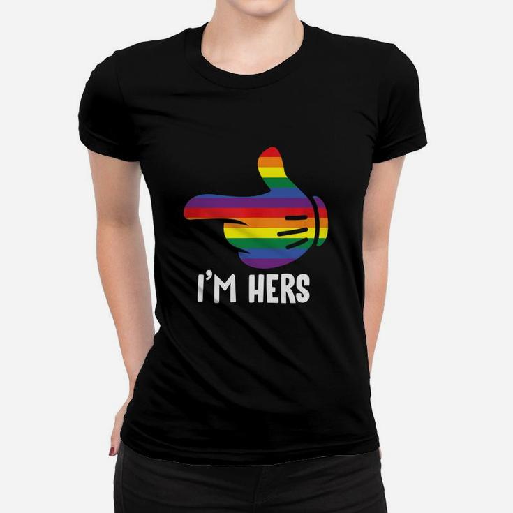 I Am Hers Rainbow Lesbian Couple Funny Lgbt Pride Matching Ladies Tee