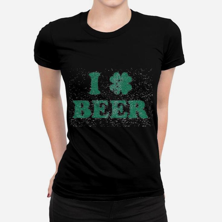 I Clover Beer Funny Shamrock St Saint Patricks Day Ladies Tee