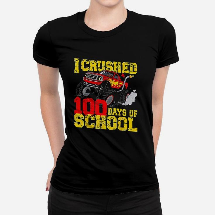 I Crushed 100 Days Of School Monster Truck Teacher Kids Boys Ladies Tee