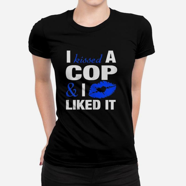 I Kissed A Cop Funny Police Officers Wife Girlfriend Ladies Tee