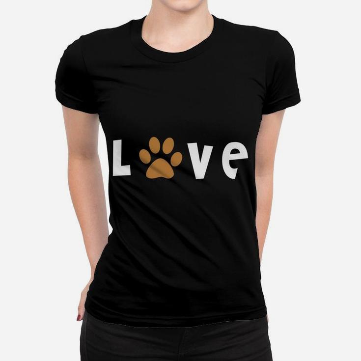 I Love Dogs Cats Flag Paw Print Dog Cat Rescue Adoption Ladies Tee