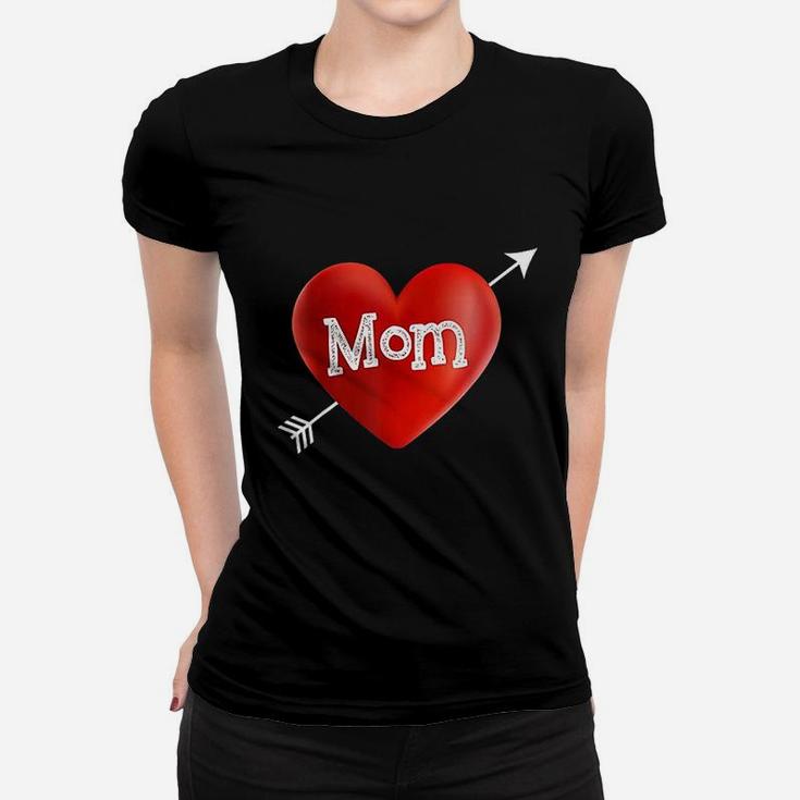 I Love My Mom Is My Valentine Day Heart Mothers Day Ladies Tee
