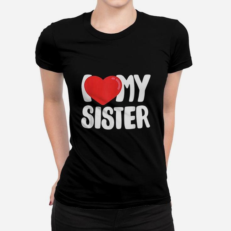 I Love My Sister With Large Red Heart Ladies Tee