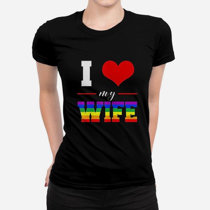 I Love My Wife Lgbt Lesbian Gay Pride Rainbow Ladies Tee