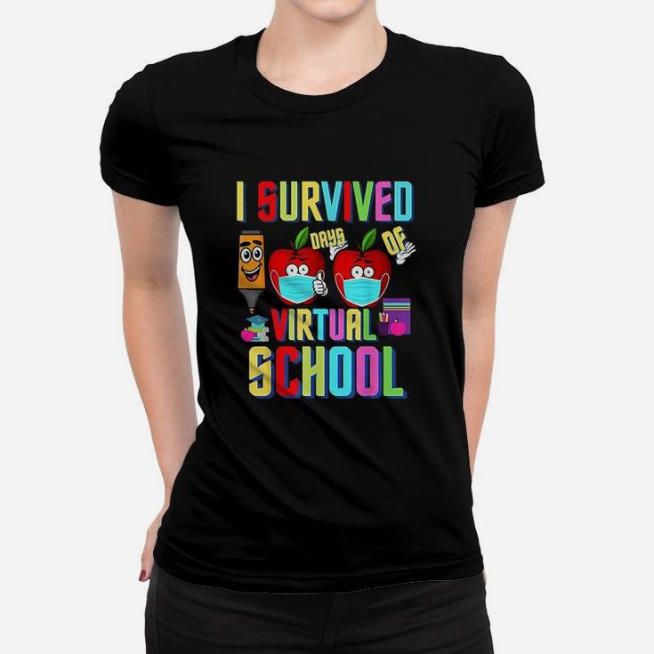 I Survived 100 Days Of Virtual School Students And Teachers Ladies Tee