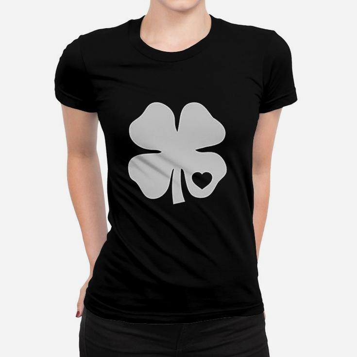 Irish Shamrock White Clover Heart St Patricks Day Women T-shirt