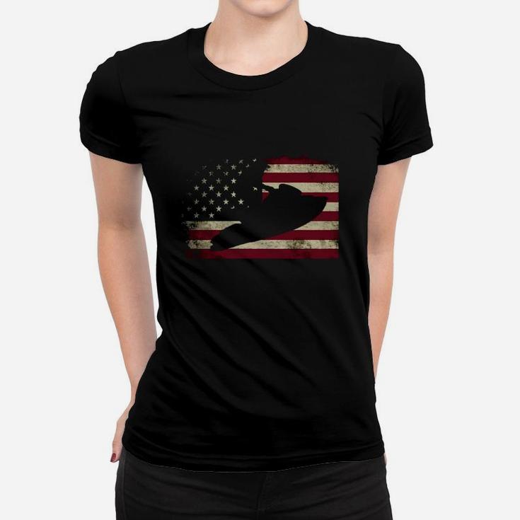 Jet Ski T Shirt Jet Skier Tee Jet Skiing T-shirt Usa Flag Ladies Tee