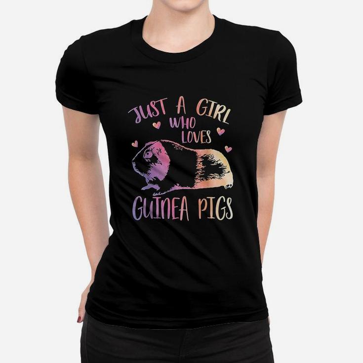 Just A Girl Who Loves Guinea Pigs Watercolor Pig Cute Gift Ladies Tee