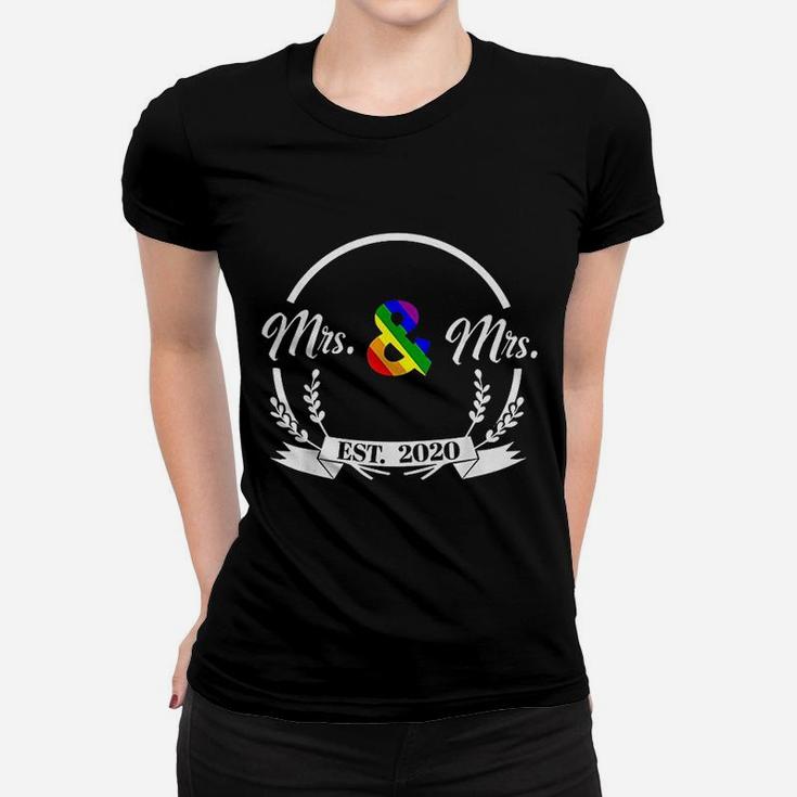 Just Married Wedding Mrs And Mrs Est 2020 Ladies Tee