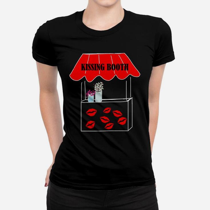 Kissing Booth Free Kisses Funny Valentines Day Ladies Tee