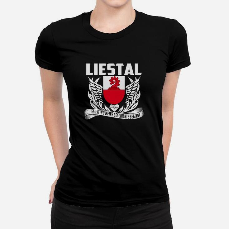 Liestal Adler Motiv Frauen Tshirt - Schwarzes Herrenshirt mit Stadtwappen