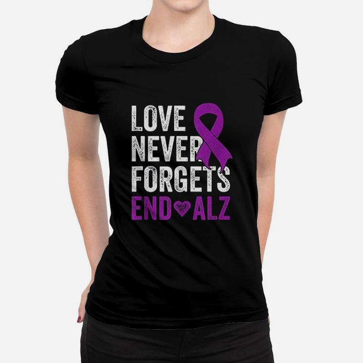 Love Never Forgets Purple Ribbon Awareness Women T-shirt