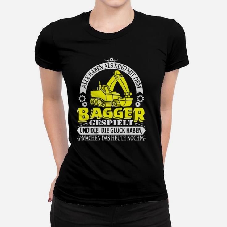 Lustiges Baufahrzeug Frauen Tshirt mit Kindheitsträume mit Baggern Motiv für Erwachsene