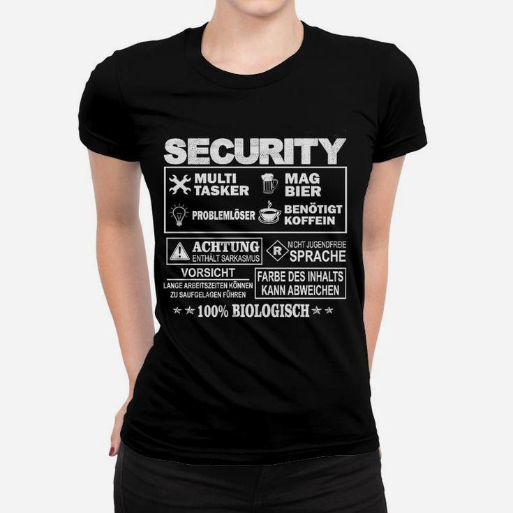 Lustiges Security Frauen Tshirt Schwarz mit Sprüchen, 100% Bio-Baumwolle