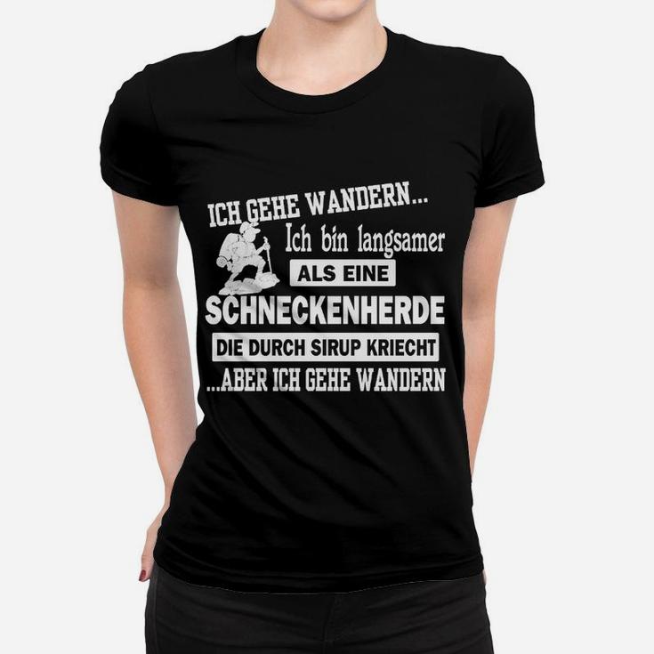 Lustiges Wander-Frauen Tshirt Schneckenherde im Sirup, Ideal für Wanderfreunde