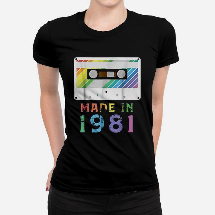 Made In 1981 Funny Retro Vintage Neon Gift Ladies Tee