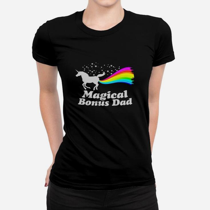 Magical Bonus Dad Unicorn Farting Rainbow T Shirt -funny Tee Black Youth Women T-shirt