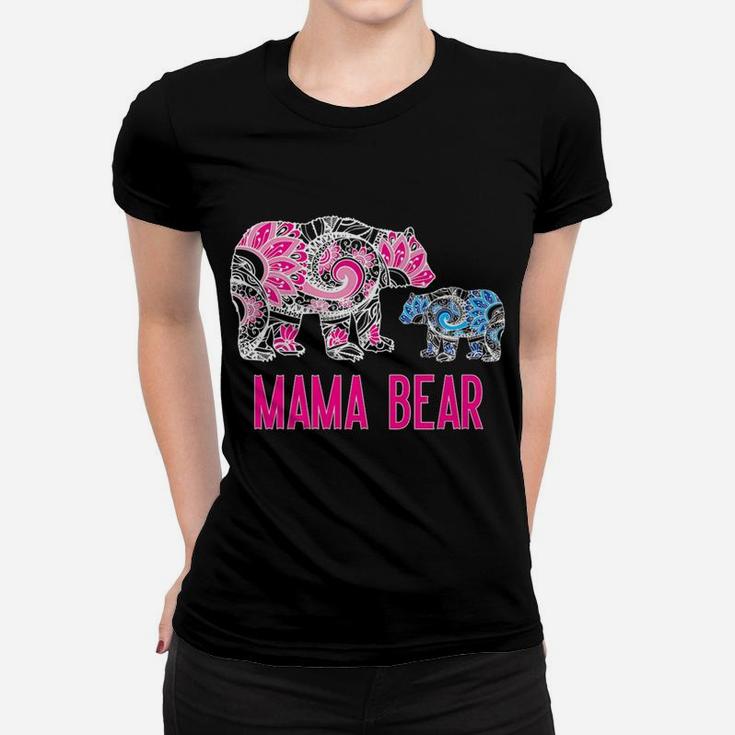 Mama Bear Floral Mama Bear With Baby Bear Mandala Ladies Tee