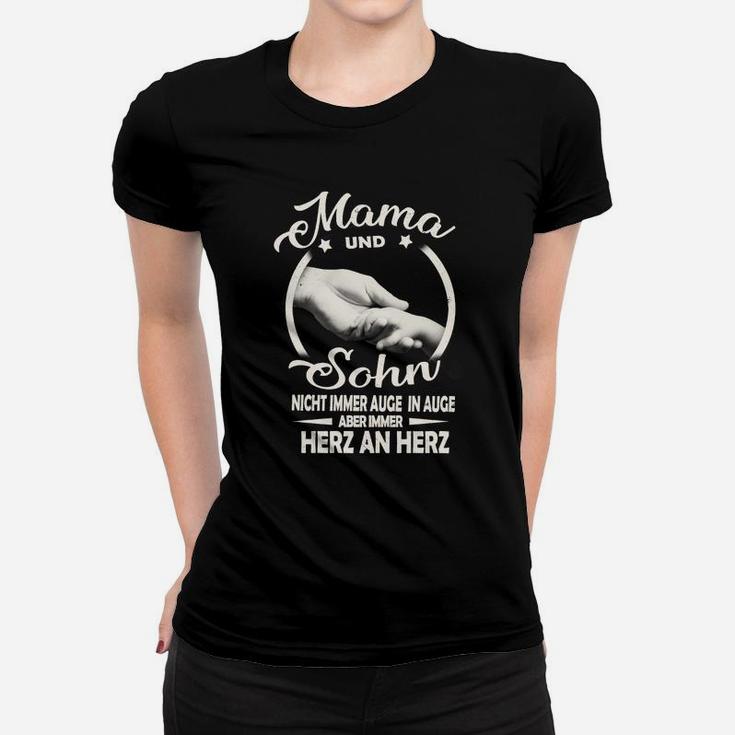 Mama und Sohn Herz an Herz Frauen Tshirt, Liebevolles Design für Mütter