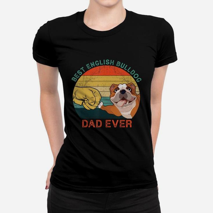 Mens Best English Bulldog Dad Ever Vintage Dog Gift Father's Day T-shirt Ladies Tee