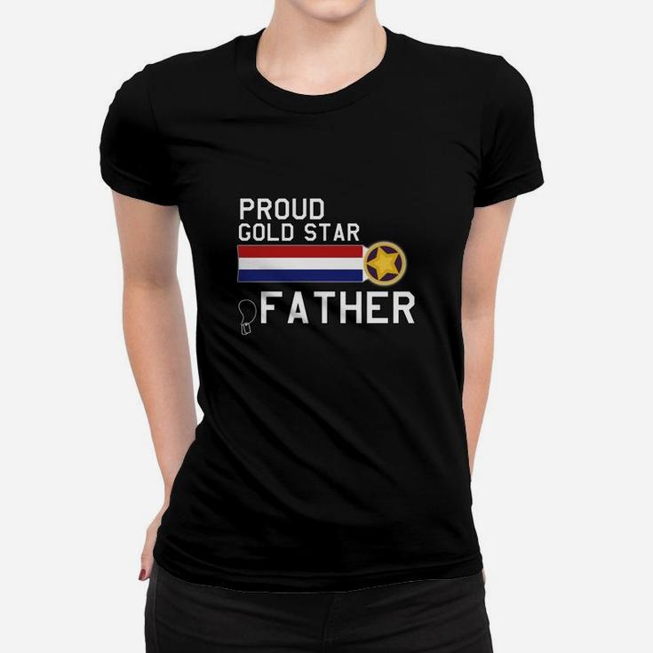 Mens Gold Star Father Proud Military Family Ladies Tee