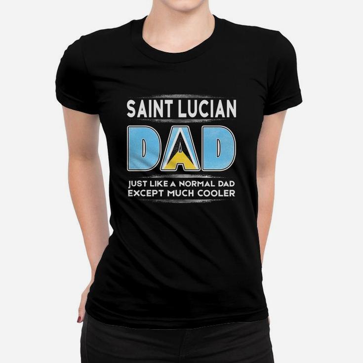 Mens Saint Lucia Dad Is Cooler Promoted To Daddy Ladies Tee