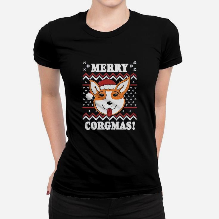 Merry Corgmas Corgi Dog Mom Ugly Christmas Ladies Tee