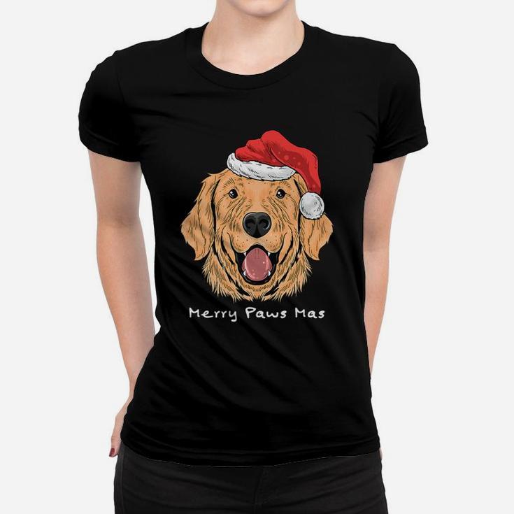 Merry Paws Mas Funny Dog Lover Christmas Ladies Tee