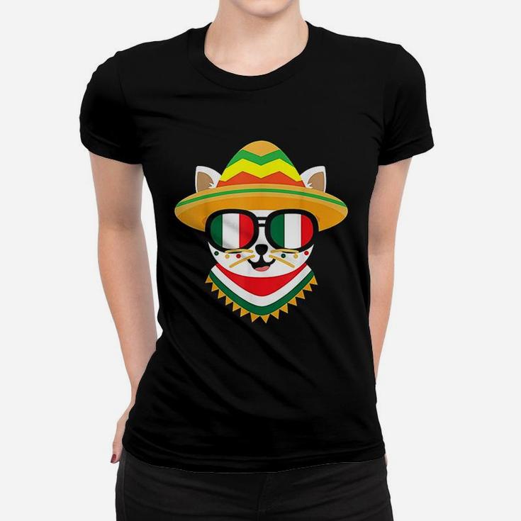 Mexican Cat Funny Taco Cinco De Mayo Cat Mom Ladies Tee