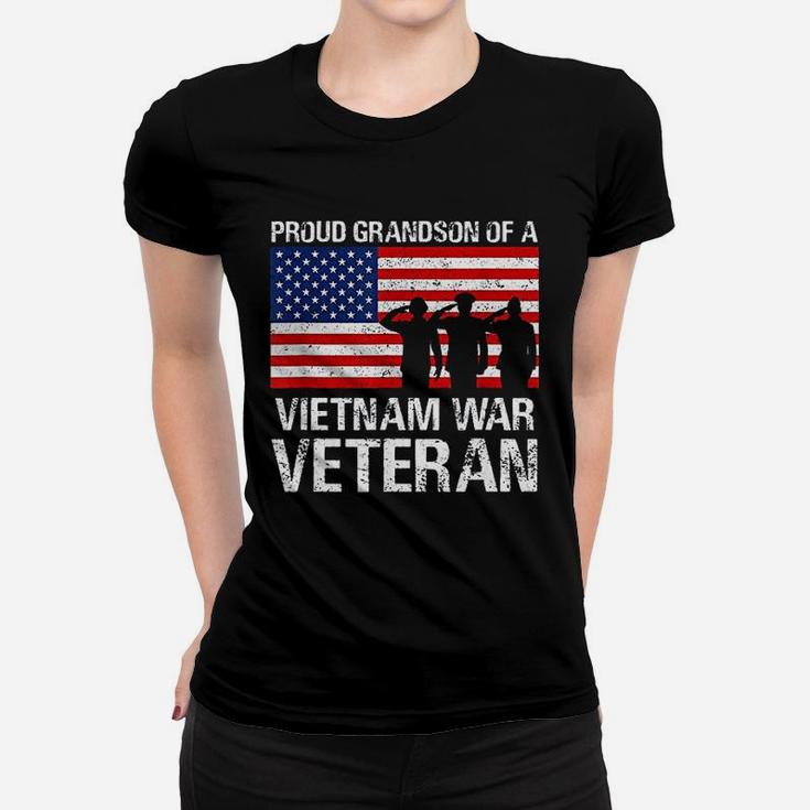 Military Family Gift Proud Grandson Of Vietnam Veteran Ladies Tee