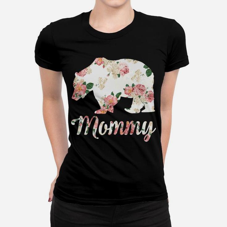 Mommy Bear Floral Family Christmas Matching Gift Ladies Tee