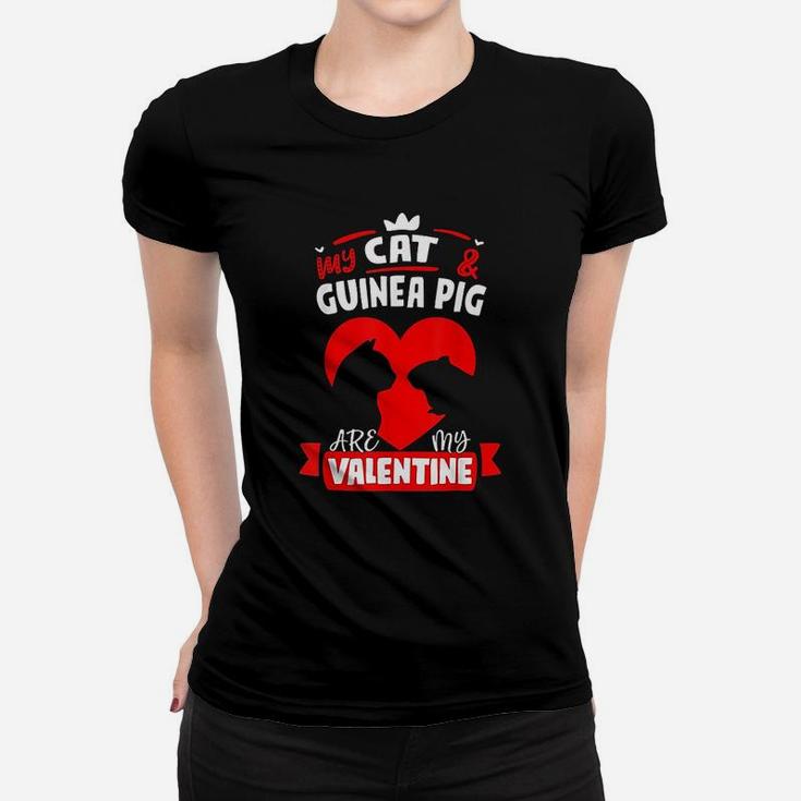 My Cat And Guinea Pig Are My Valentine Happy Valentines Day Ladies Tee