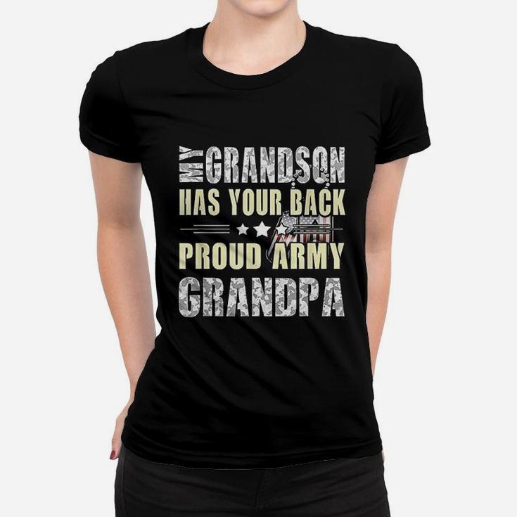 My Grandson Has Your Back Proud Army Grandpa Ladies Tee